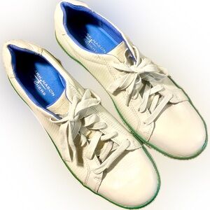 Mark Nason Skechers Size 11 MENS Cream Shoes with Blue Inner/Green Stripe Outer